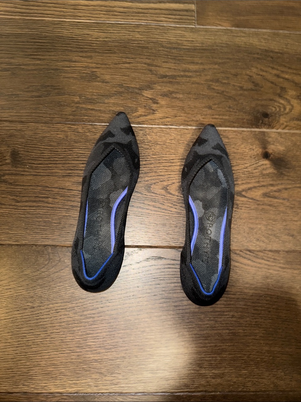 Rothy's Black Camouflage Pointed Flats